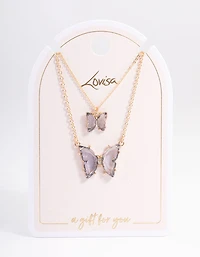 Gold Statement Diamante Butterfly Necklace