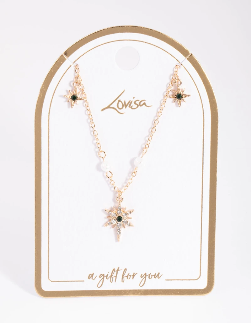 Collier céleste en or et perles en satin