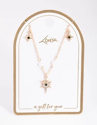 Collier céleste en or et perles en satin