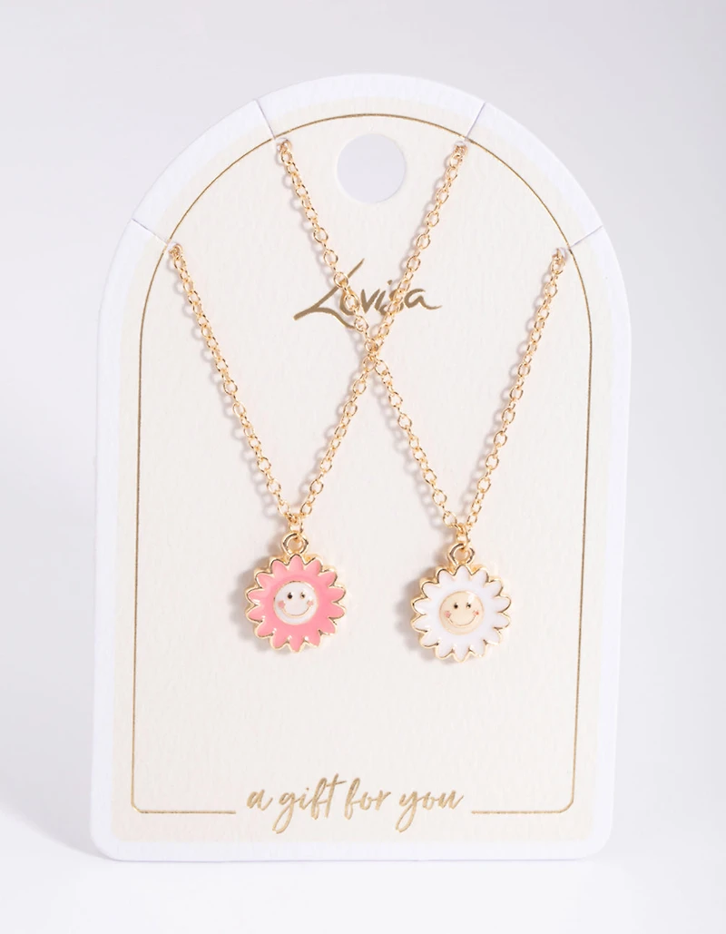 Gold Happy Flower Necklace Pack