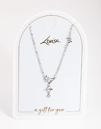 Collier papillon délicat en argent & Diamant