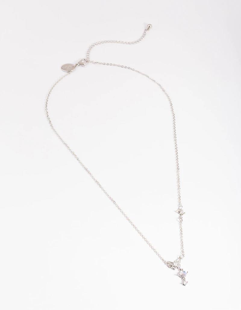 Collier papillon délicat en argent & Diamant