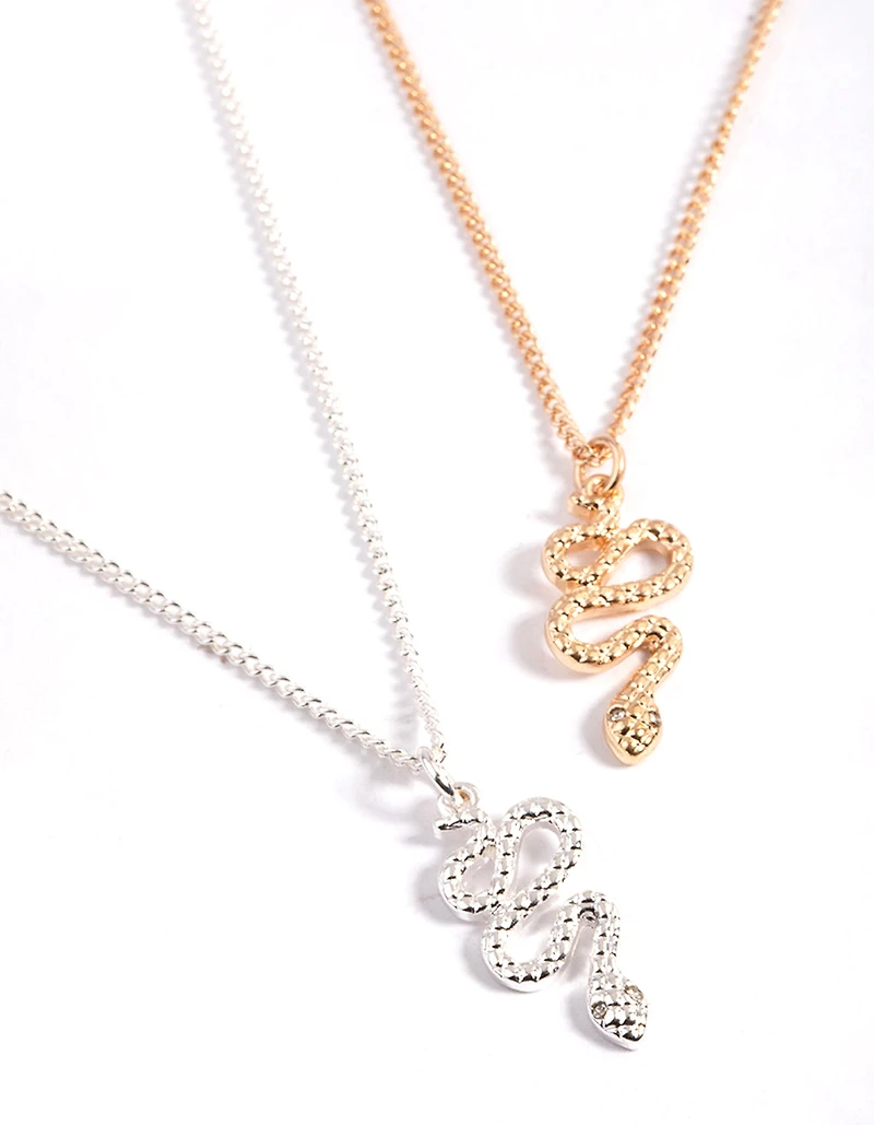 Pack de colliers serpent Diamante Wiggle en métal mixte