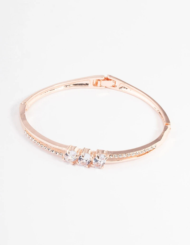 Rose Gold Oval Stone Diamante Bracelet