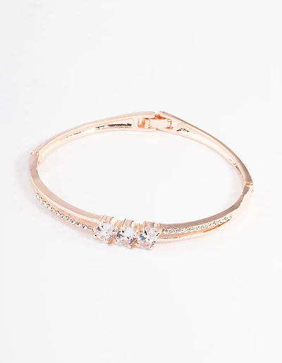 Rose Gold Oval Stone Diamante Bracelet