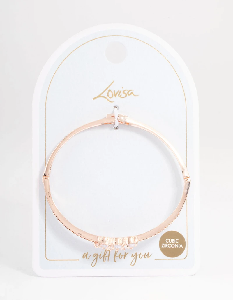 Rose Gold Oval Stone Diamante Bracelet