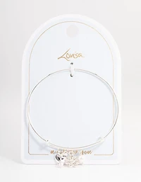 Silver Love Mix Charm Bangle