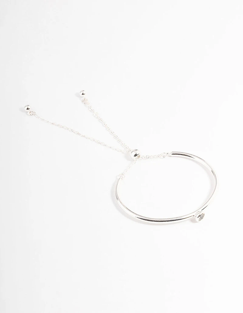 Silver Cubic Zirconia Toggle Bracelet