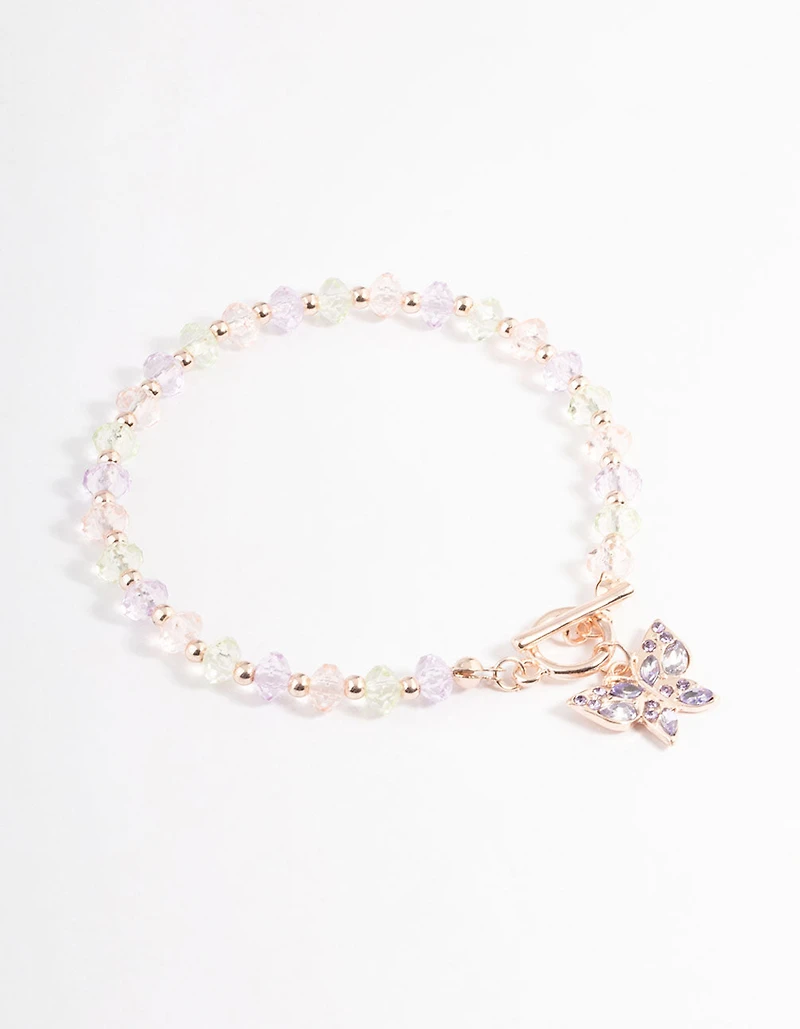 Rose Gold Bead Diamante Bracelet