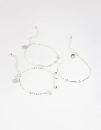 Silver Star & Pearl Droplet Charm Bracelet Pack