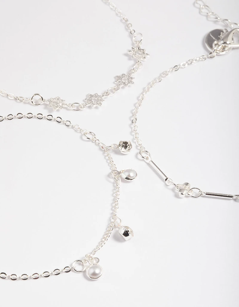 Silver Star & Pearl Droplet Charm Bracelet Pack