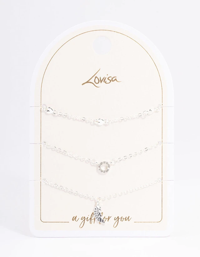 Lovisa Swarovski Initial Bracelet Lovisa Silver Dainty Circle Wing