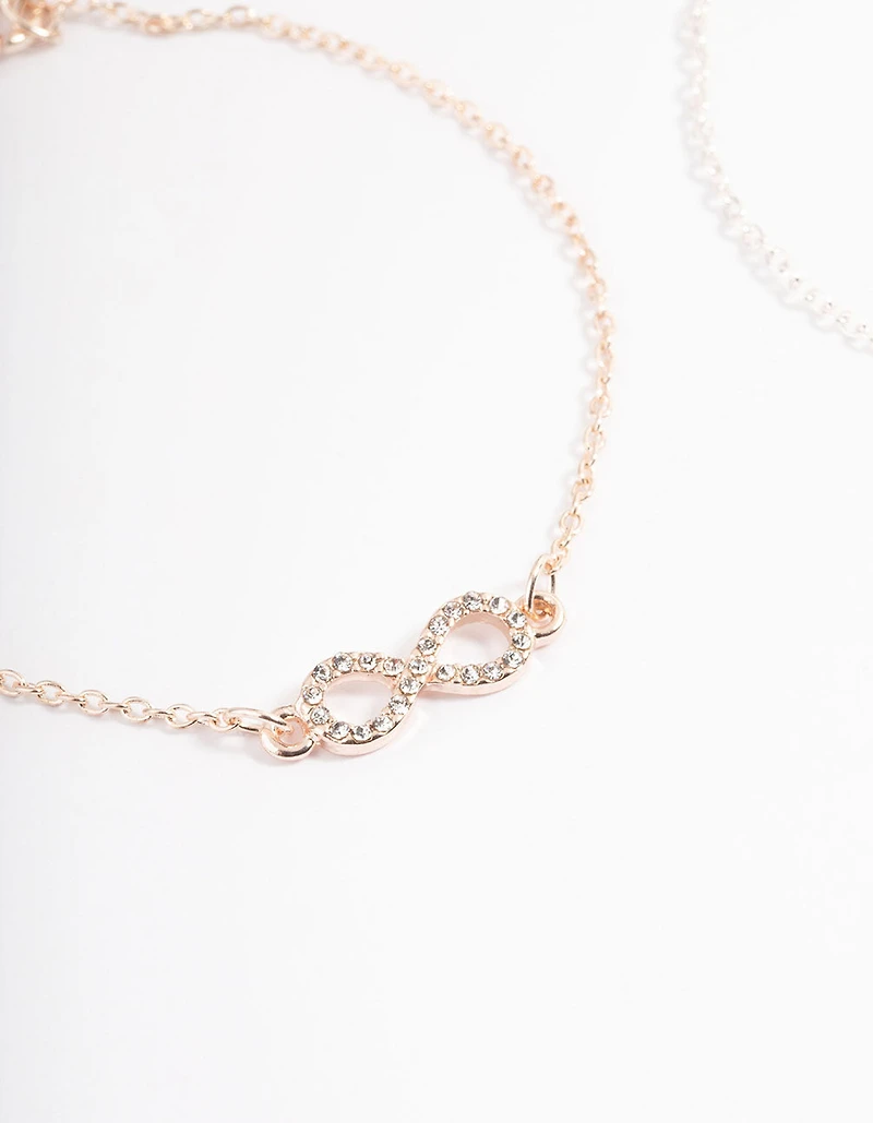 Mixed Metal Diamante Infinity Bracelet Pack