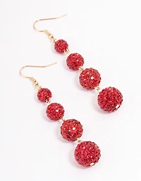Boucles d’oreilles Triple Ball Drop rouges