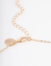 Gold Red Diamante Rose Y-Necklace