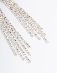 Silver Straight Five Strand Drop Earrings