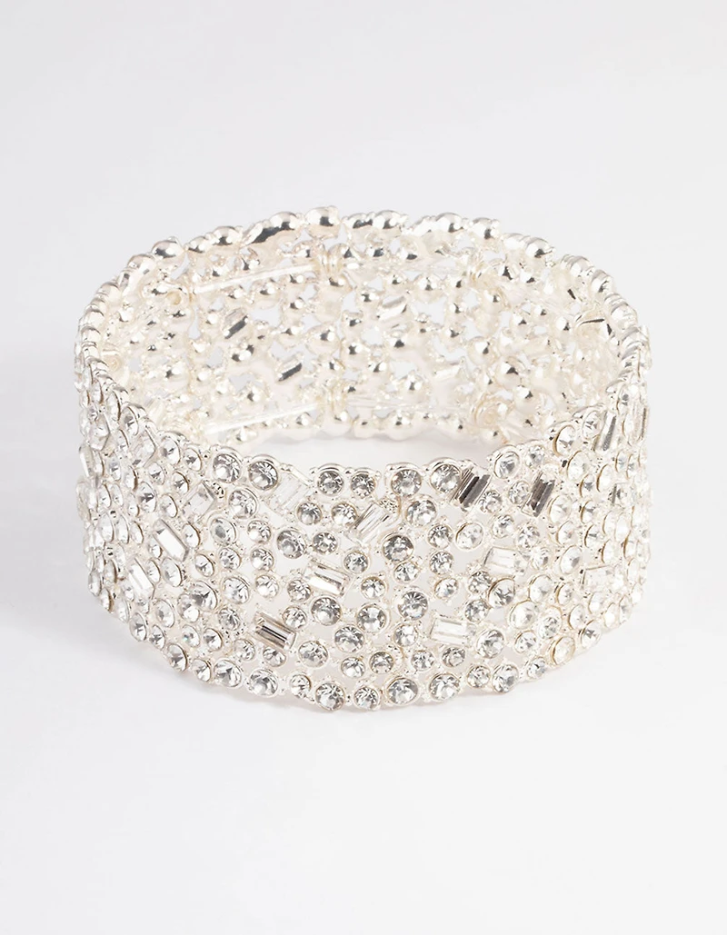 Bracelet stretch en pierre orné d’argent