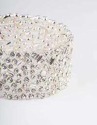 Silver Embellished Stone Stretch Bracelet