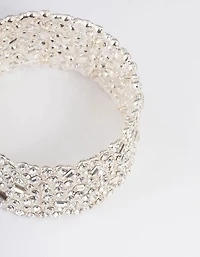 Silver Embellished Stone Stretch Bracelet
