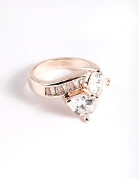 Anneau de croisement Cubic Zirconia Pear en or rose
