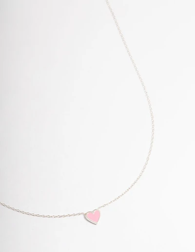 Sterling Silver Enamel Heart Pendant Necklace