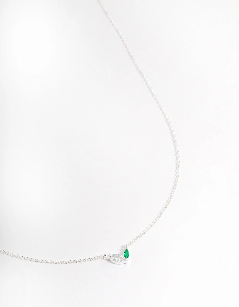 Sterling Silver Cubic Zirconia Marquise Petite Pendant Necklace