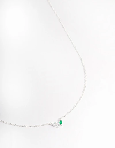 Sterling Silver Cubic Zirconia Marquise Petite Pendant Necklace
