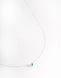 Sterling Silver Cubic Zirconia Marquise Petite Pendant Necklace