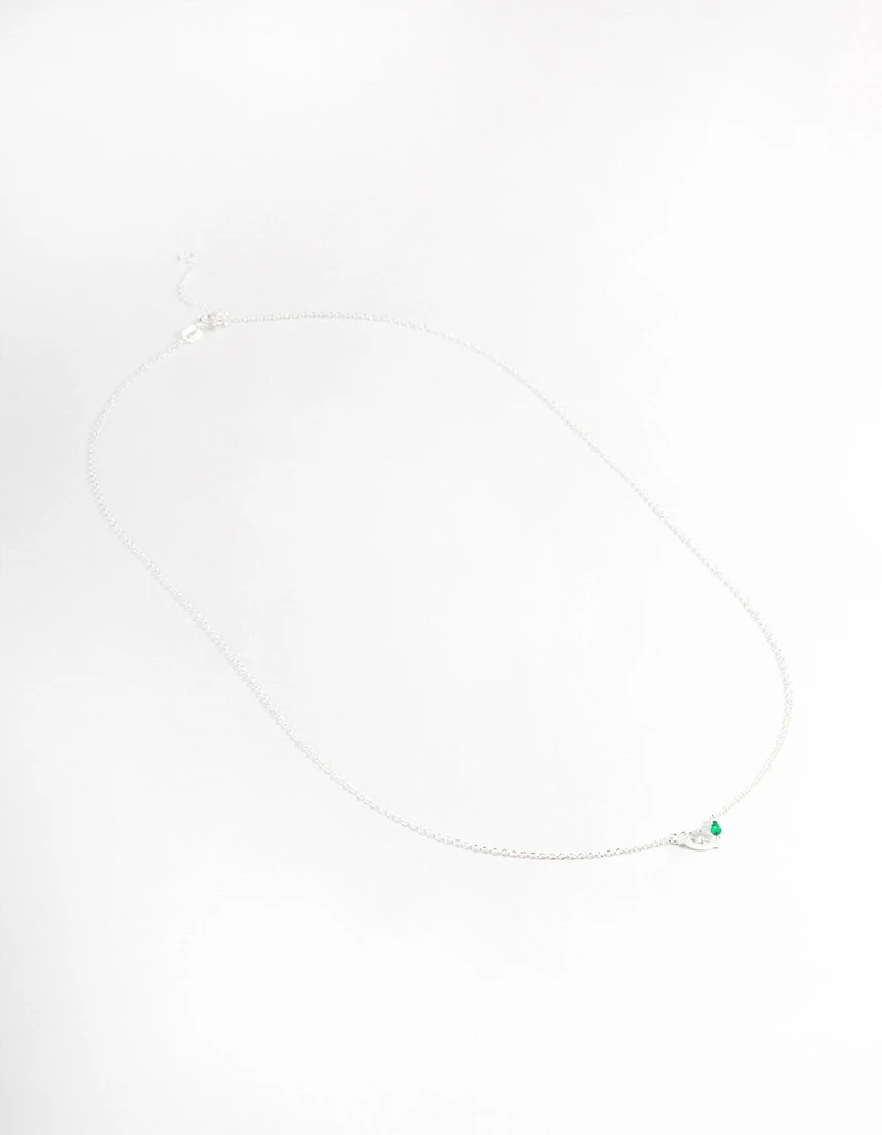 Sterling Silver Cubic Zirconia Marquise Petite Pendant Necklace