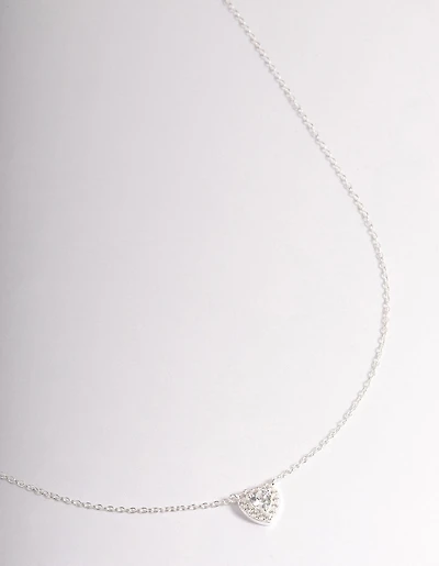 Sterling Silver Cubic Zirconia Halo Heart Pendant Necklace