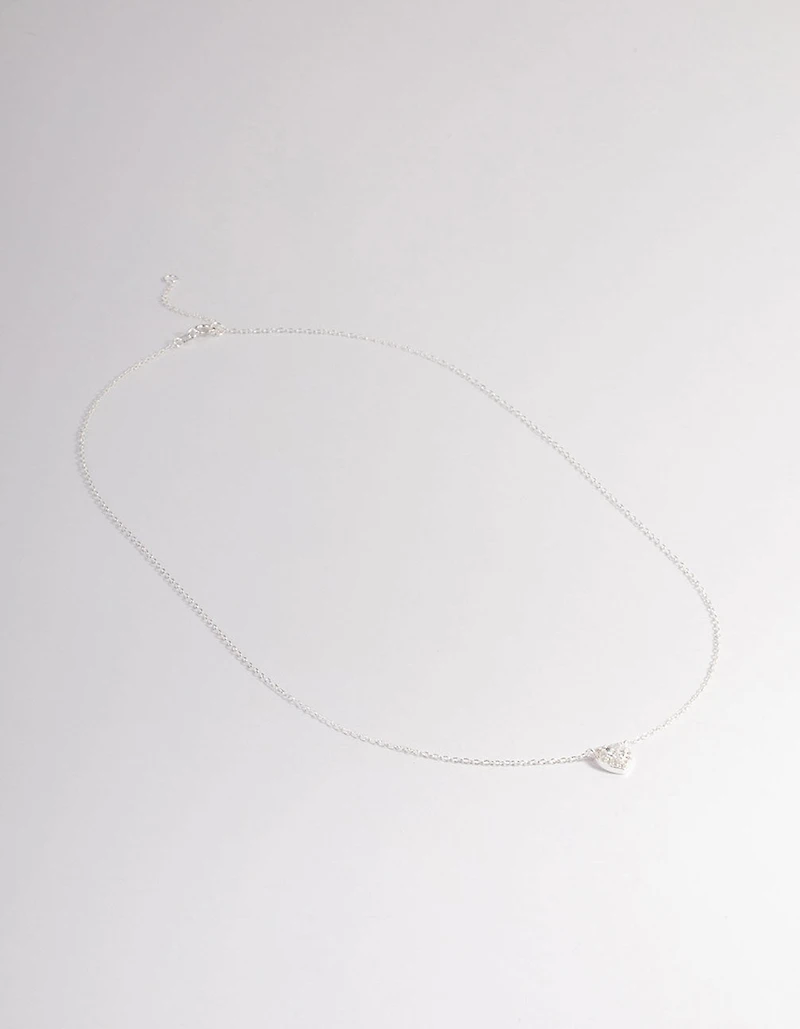 Sterling Silver Cubic Zirconia Halo Heart Pendant Necklace