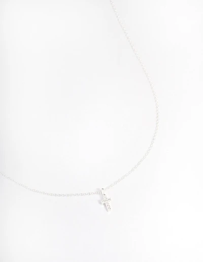 Sterling Silver Cubic Zirconia Small Cross Necklace