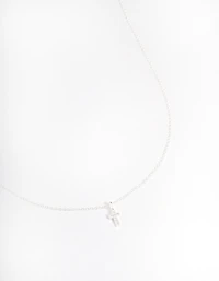 Sterling Silver Cubic Zirconia Small Cross Necklace