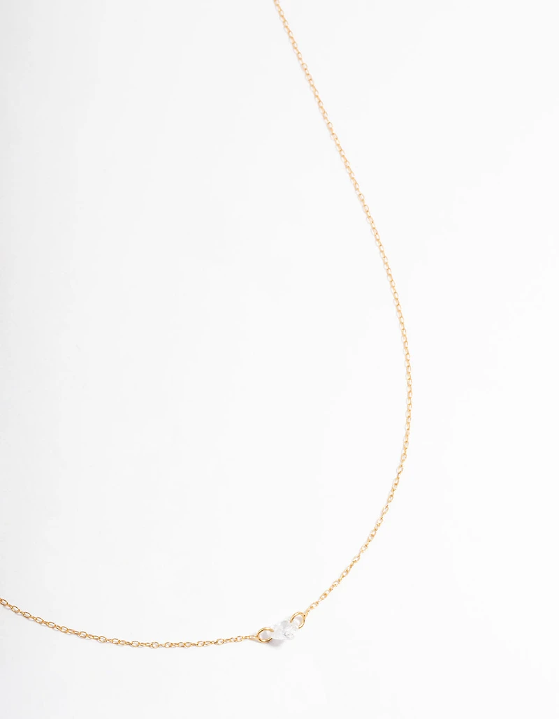 Gold Plated Sterling Silver Cubic Zirconia Floating Heart Necklace