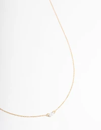 Gold Plated Sterling Silver Cubic Zirconia Floating Heart Necklace