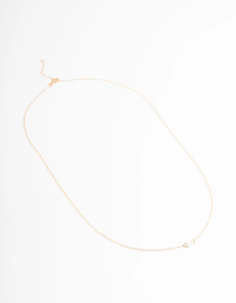 Gold Plated Sterling Silver Cubic Zirconia Floating Heart Necklace