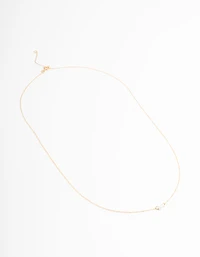 Gold Plated Sterling Silver Cubic Zirconia Floating Heart Necklace