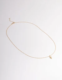 Gold Plated Sterling Silver Cubic Zirconia Small Cross Necklace