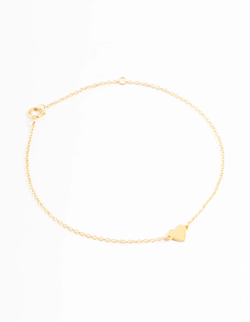 Gold Plated Sterling Silver Smooth Heart Bracelet