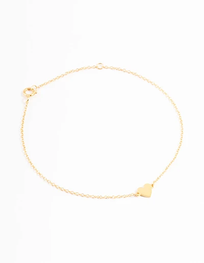 Gold Plated Sterling Silver Smooth Heart Bracelet