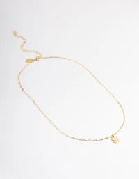 Letter Gold Plated Rectangle Pendant Initial Necklace