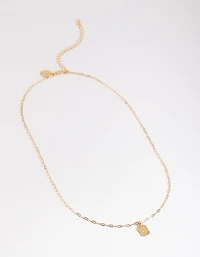 Letter J Gold Plated Rectangle Pendant Initial Necklace