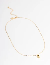 Gold Plated Letter L Rectangle Pendant  Necklace