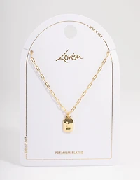 Gold Plated Letter L Rectangle Pendant  Necklace