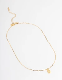 Letter K Gold Plated Rectangle Pendant Initial Necklace