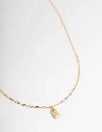 Letter R Gold Plated Rectangle Pendant Initial Necklace