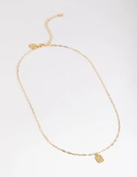 Letter C Gold Plated Rectangle Pendant Initial Necklace