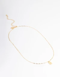Letter B Gold Plated Rectangle Pendant Initial Necklace