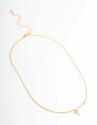 Gold Plated Aries Necklace with Cubic Zirconia Pendant