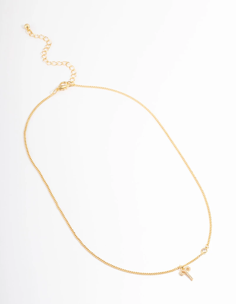 Gold Plated Aries Necklace with Cubic Zirconia Pendant